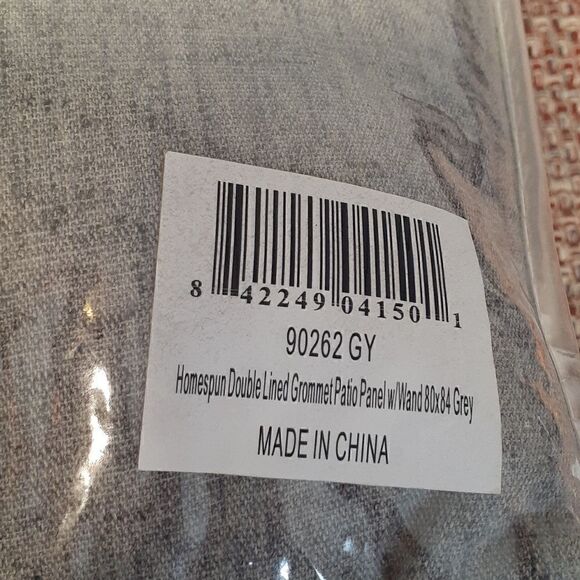New P&H Homespun Double Wide Grommet Top Patio Panel With Wand Grey 80×84 New - Picture 3 of 3